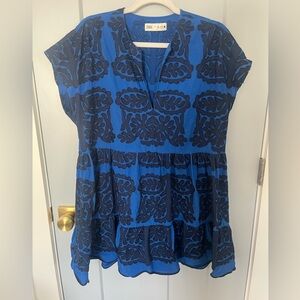 Zara Embroidered Blue Dress Size Large